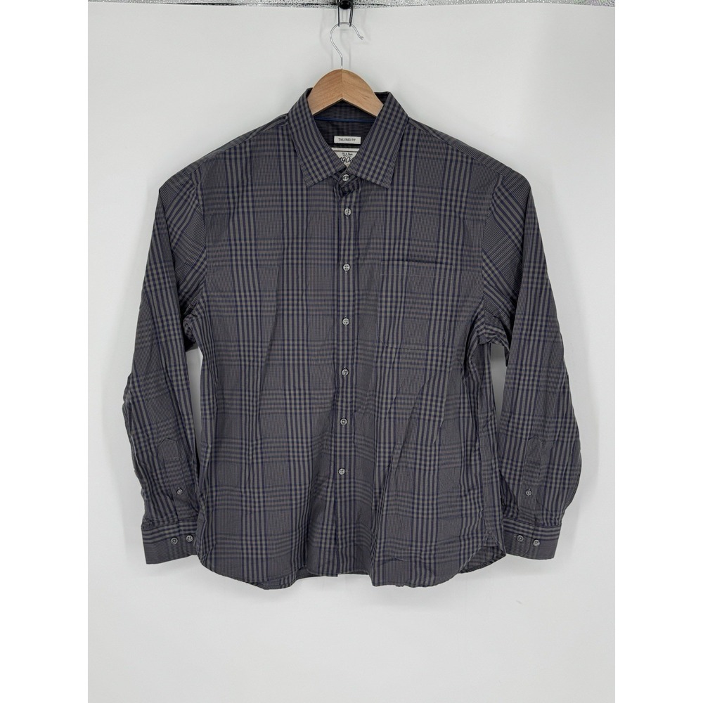 Jos A Bank 1905 Dress Shirt Mens XL Blue Olive Plaid Tailored Fit Button Up B8